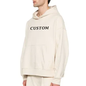 Drop shoulder tanpa string hoodie produsen ukuran besar katun kosong 400 gsm Hoodies french terry bordir hoodiecust logo
