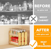 Organisateur de rangement coulissant en bambou pour armoire, support à épices robuste pour cuisine et garde-manger, organisation verticale coulissante