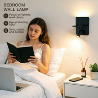 Applique murale LED de haute qualité certifiée CE 3W+2.5W 2700K blanc chaud avec chargeur sans fil 12V et double ports USB