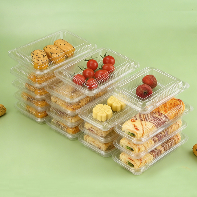 Bulk Clear Plastic Cake Pastry Bakery Supplies Clamshell Box PET Disposable Plastic Box Salad Bread Sandwich Containers