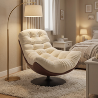 Fauteuil d'appoint pivotant à 360 degrés en tissu capitonné moelleux avec base sur piédestal pour salon et chambre à coucher