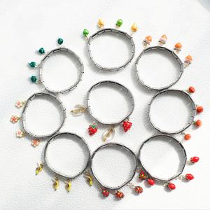 Bracelets à breloques de mode italienne, nouvelle série de pendentifs en forme de fruits et de fleurs, bracelet élastique, assemblage personnalisé - Product Image 1