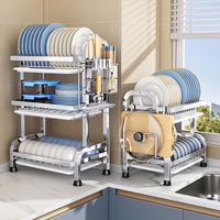Égouttoir multifonctionnel en acier inoxydable pour bols et vaisselle, support de rangement et plateau de drainage pour organisateur de placard de cuisine