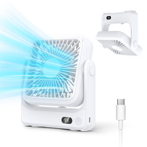 Mini <b>Fan</b> With Magnetic Hook <b>USB</b> Portable For <b>Desk</b> Home Outdoor Use White And Black Brushless Motor 6-8 Hours Battery Life - Product Image 2