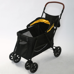 Çin tedarikçisi bir düğme kat köpek arabası 4 tekerlekler evcil hayvan arabası orta köpekler için 30kg kadar asılı çanta ile - Product Image 5