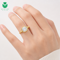 Bague en diamant de laboratoire taille coussin certifiée IGI, or jaune 18 carats, 1 carat D VVS CVD HPHT, personnalisable, vente en gros, tendance, unisexe