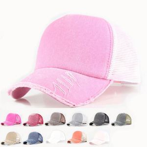 Casquettes de baseball tendance 5 panneaux style trucker, vierges, effet vieilli, délavées, avec dos en maille, pour l'été – Meilleures ventes - Product Image 1