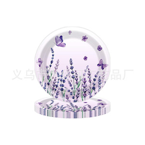 Lavender Flower Party Disposable Tableware Set <b>Paper</b> Plates Napkins Forks For Birthday Party Outdoor Picnic Elegant Design - Product Image 2