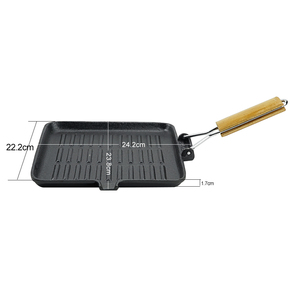 Nueva Sartén Plegable con Mango de Madera, Sartén Rectangular de Hierro Fundido Precurado para Huevos y Pan, Ideal para el <span class=keywords><strong>Desayuno</strong></span> - Product Image 3