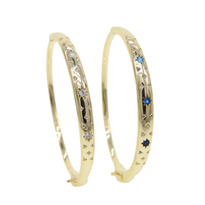 <span class=keywords><strong>Bracciale</strong></span> Rigido <span class=keywords><strong>in</strong></span> <span class=keywords><strong>Oro</strong></span> con Design a Stella e Effetto Starburst per Donne, Moda con Zirconi Bianchi e Blu - Product Image 5