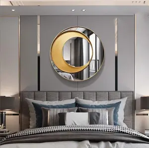 Modern Light Luxury Decorative 3D Moon Design Metal Wall Hanging Mirror