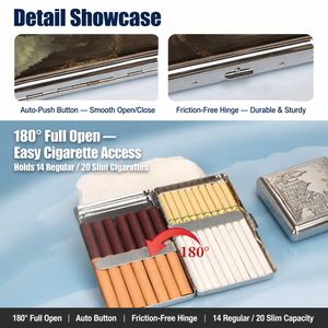 Portasigarette in Metallo Premium con Design <span class=keywords><strong>Vintage</strong></span>, Logo Personalizzato, Contenitore per Tabacco Impermeabile e Portatile - Product Image 4