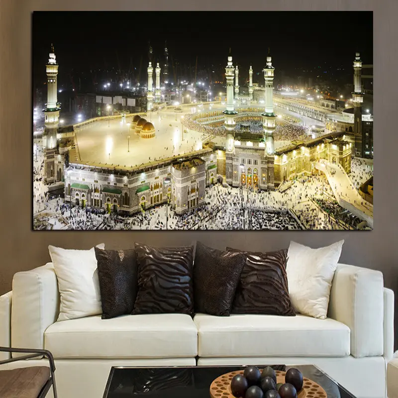 HD Printed Mecca Islamic Sacred Landscape Religious Architecture Muslim Mosque Wall Picture Canvas Wall Art for Home Decoration