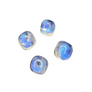 Certified Mix Lot Of Natural Rainbow Fire Moonstone <b>Square</b> <b>Cushion</b> Shape Cabochons Stones Loose Gemstones 7.40 Carat - Product Image 1