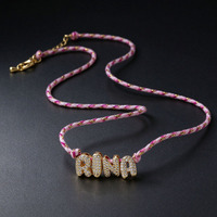 Collier personnalisé avec pendentif lettre en zircon plaqué or 18 carats, cordon tressé coloré, style bohème, pour femme, cadeau de bijoux