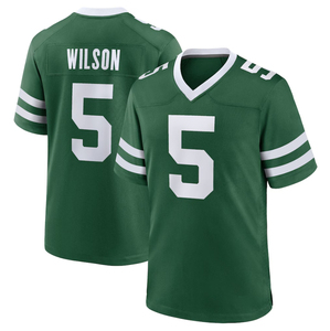 Vente flash : T-shirt vert et blanc pour homme, New York # 5 Maillots de football de l'équipe Garrett Wilson - Product Image 1