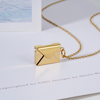 Collier avec pendentif personnalisé en acier inoxydable, médaillon gravé, lettre d'amour, carte de message secret en forme d'enveloppe
