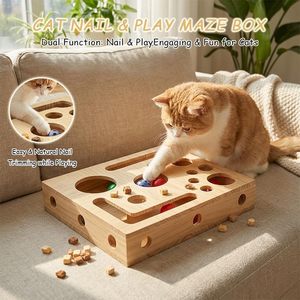 Nouvelle boîte d'enrichissement ludique pour chat, boîte à lime à ongles pour chat avec papier de verre intégré, alternative sans stress à la coupe des ongles - Product Image 6