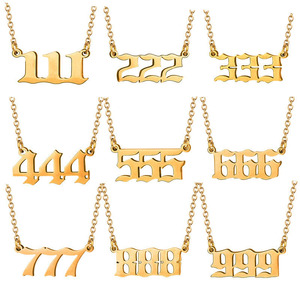 18 Karat vergoldete Angel Number Halskette Wasserdicht zierlich 111 <span class=keywords><strong>222</strong></span> 333 444 Benutzer definierte Silber Lucky Number Halskette Weihnachts geschenke - Product Image 4