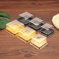 Boîte à gâteau en plastique PET jetable de qualité alimentaire personnalisée, boîte à dessert transparente pour boulangerie avec couvercle, impression par transfert thermique
