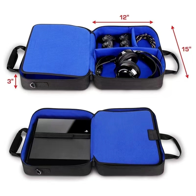 2024 New Designer Custom Logo Ps4 Pro Case Travel Console Carrying Bag with Controller Accessories Storage and Adjustable Padded