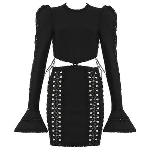 C2440 <span class=keywords><strong>abito</strong></span> in Spandex di <span class=keywords><strong>pizzo</strong></span> aderente Sexy aderente con scollo a barchetta bianco <span class=keywords><strong>nero</strong></span> O collo stile britannico - Product Image 4