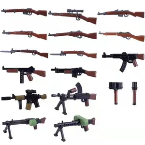 Accessories Military Weapon Set 98k AK Designed for minifigs Compatible with s of All Major Brands (WW2 Weapon)