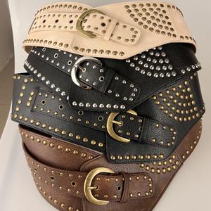<span class=keywords><strong>Ceinture</strong></span> large rétro Y2K pour femme, style E-girl, effet vieilli, passe-partout, ajustée à la taille - Product Image 5