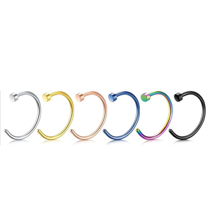 Hisera sıcak satış c-tipi burun damızlık dairesel açık halka 6mm 8mm 10mm paslanmaz çelik Piercing burun yüzük takı toptan - Product Image 2