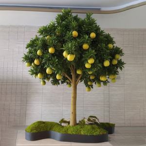 ต้นส้มโอเทียมสีเขียวเหมือนจริงผลไม้สีเหลืองใบไม้เขียวชอุ่มสำหรับตกแต่งสวนในบ้าน - Product Image 2