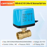 Vanne a bille motorisee AC110V 2 fils normalement fermee laiton deux voies HVAC ventilo convecteur solaire eau DN15vanne