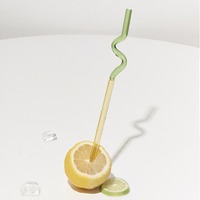 Pailles créatives en verre borosilicate réutilisables, courbées, en spirale, pour cocktails, jus, milkshakes, écologiques