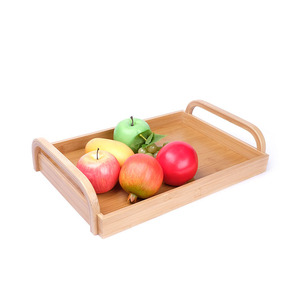 Plateau en bambou avec poignée courbée, design simple, adapté à la maison, aux restaurants et aux hôtels. Convient également à un usage commercial. - Product Image 2