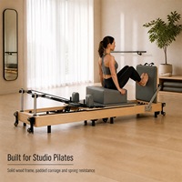 Reformer de Pilates pliable en bois avec logo personnalisé, machine de Pilates pour la maison, le studio de yoga, la musculation, le fitness, équipement de gym