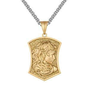 Collier Méduse en Or, Mythologie Grecque, Bijoux Féministes en Acier Inoxydable, Médaillon Grec Ancien, Style Grec Ancien à la Mode - Product Image 1