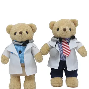 定制Plushies医院医生软熊毛绒玩具儿童玩玩具医生泰迪熊带听诊器
