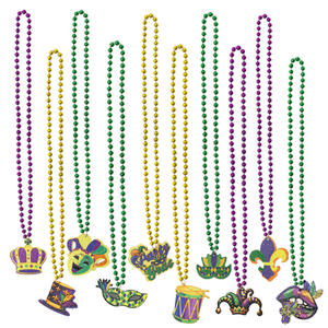 Collier de perles de Mardi Gras, perles dorées jaunes, <span class=keywords><strong>accessoires</strong></span> de Mardi Gras, collier de perles élégant de carnaval, collier de Mardi Gras - Product Image 2