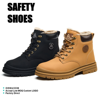 Bottes de travail en toile à bout d'acier pour l'hiver, unisexe, imperméables, légères, antidérapantes, doublure en fourrure, bottes de sécurité pour la construction