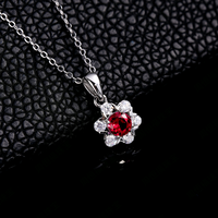 Collier pendentif ovale en argent sterling 925 avec rubis de laboratoire et halo de zircones cubiques, anti-allergie, bijoux fins pour femme, mariage, Wangfu Jewelry