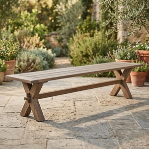 Wood X-Base Bench <b>Rustic</b> Modern Design Stable <b>Dining</b> Room Furniture Home Use - Product Image 3