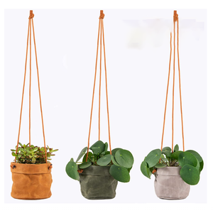 Housse de pot de fleurs en <span class=keywords><strong>toile</strong></span> cirée faite à la main, pot suspendu <span class=keywords><strong>pour</strong></span> plantes d'intérieur, panier suspendu <span class=keywords><strong>pour</strong></span> plantes - Product Image 5