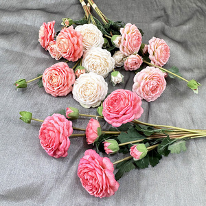 Meiyu Craft Flower Factory – Bouquet de roses artificielles à 9 têtes en soie, rose et blanc, pour décoration de mariage, accessoires de photographie de mariage et décoration intérieure - Product Image 3