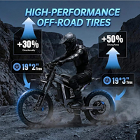 Moto électrique tout-terrain 72V 40Ah 9000W, vitesse 96 km/h, frein hydraulique, pneus larges de 19 pouces, pour adultes