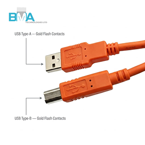 Câble USB <span class=keywords><strong>2</strong></span>.0 A vers B mâle orange avec noyau en ferrite, blindage UL2725 28AWG, faisceau haute visibilité de 1,5 m pour CNC et PLC - Product Image 3