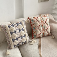 Bohemian Ethno-Stil Getufteter Kissenbezug Quadratisches Gewebtes Kissen für Heimdekoration B&B Sofa Rückenlehne Schlafzimmer Nachttisch