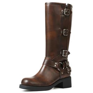 Bottes de <span class=keywords><strong>moto</strong></span> élégantes pour femmes et hommes, bottes en cuir pour pieds larges, pour l'extérieur - Product Image 5