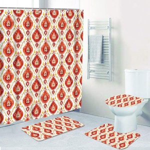 Commercio all'ingrosso su ordinazione disegni di lusso di stampa impermeabile europeo bagno tende da doccia tappetino da bagno 3 pezzi anti slip vendita calda più poco costoso - Product Image 5