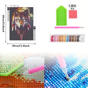 COOLEVE <span class=keywords><strong>Peinture</strong></span> Diamant Créative Paysage Attrape-rêves <span class=keywords><strong>Loup</strong></span> 30*40cm Kit Complet pour Débutants Options OEM/ODM Peintures Diamant Directes Décoration Maison - Product Image 3