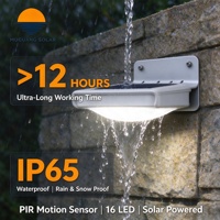 Lampe murale solaire à détecteur de mouvement PIR 1W, portée de détection 3-5m, 16 LED, étanche IP65, en aluminium, pour jardin