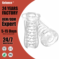Godet de masturbation masculin en silicone transparent avec intérieur texturé, étanche, masturbateur manuel, jouet sexuel pour hommes, facile à nettoyer
